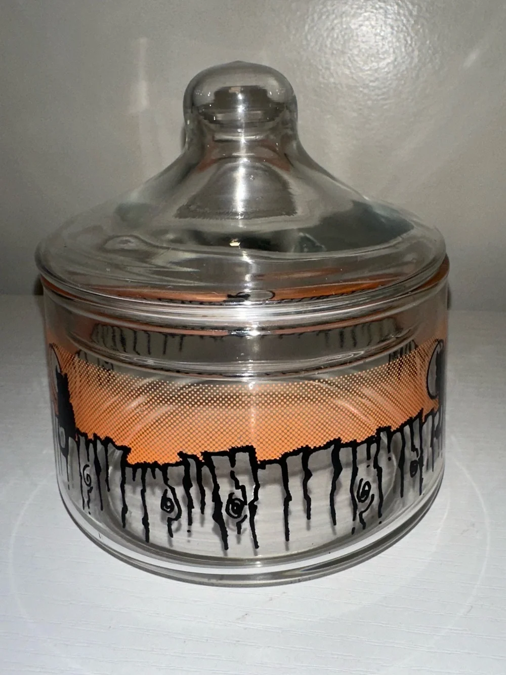 Vtg Indiana Glass Halloween Covered Candy Dish